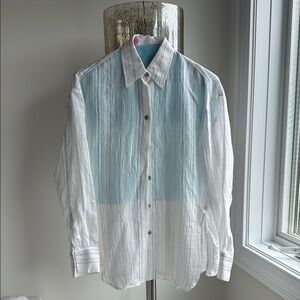 Vince White Button Down Shirt fine stripes Classic Style
